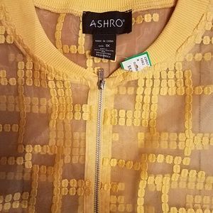 ASHRO Shyann htf yellow sheer zip up jacket 1X